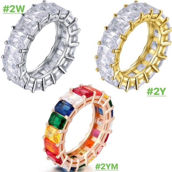 Emerald Cut Eternity Wedding Band Lab Diamond Ring - Picture 3 of 16